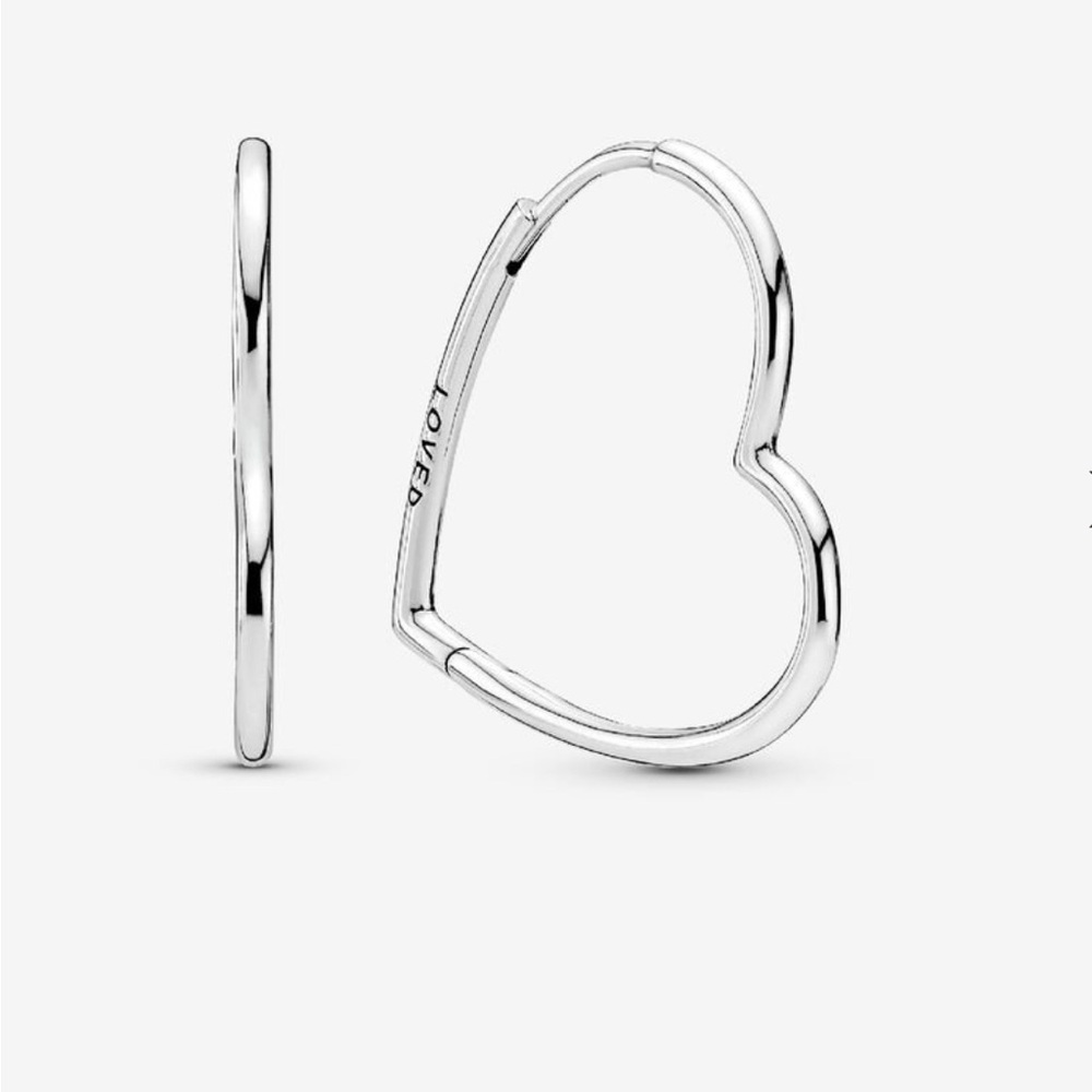 Pandora Silver Heart Hoop Earrings